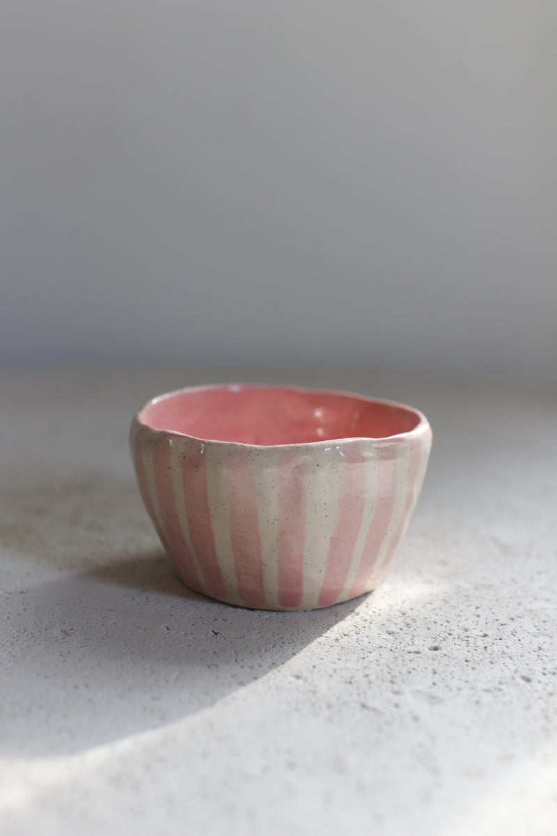 Pink Stripe Pinch Pot