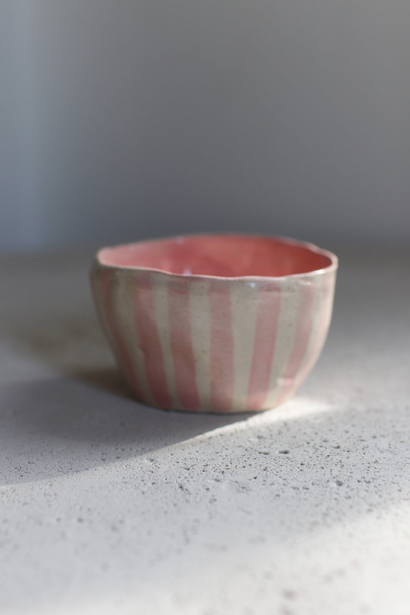 Pink Stripe Pinch Pot