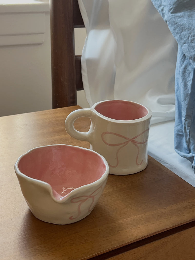 Pink Bow Matcha Bowl